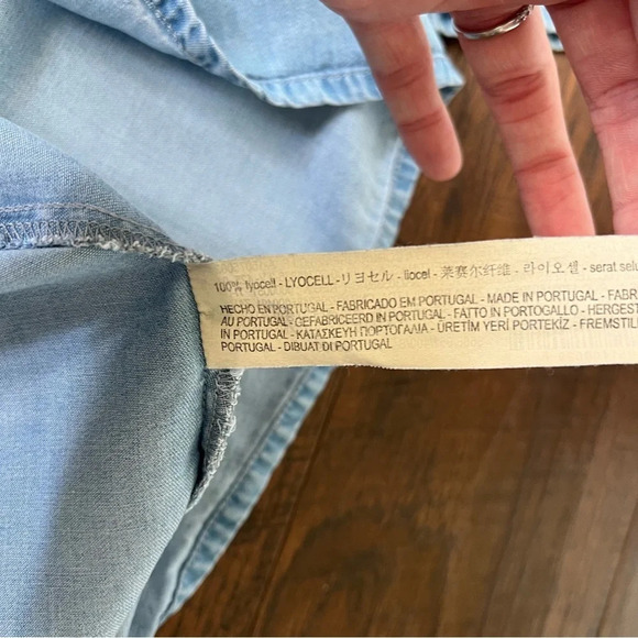 Zara Denim Ruffle Mini Dress Zip Up Womens Size Small - Picture 6 of 7